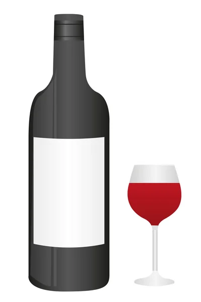 Botella y copa de vino — Archivo Imágenes Vectoriales