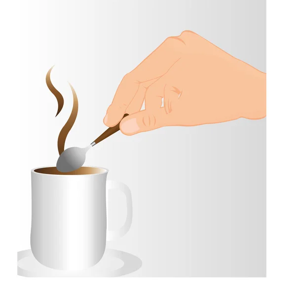 Stirring the coffee — Stock Vector