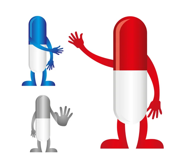 Pilules avec les mains — Image vectorielle