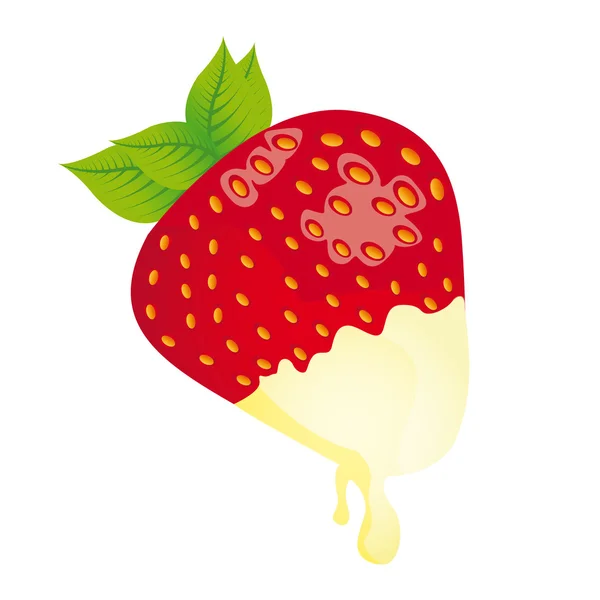 Strawberry with white chocotate — Stock Vector