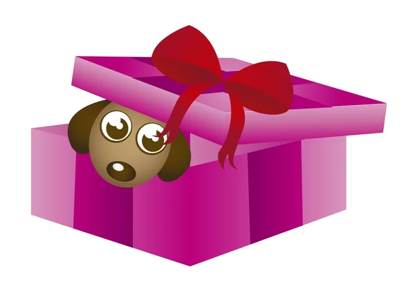 Συσκευασία δώρου με σκύλο — Διανυσματικό Αρχείο