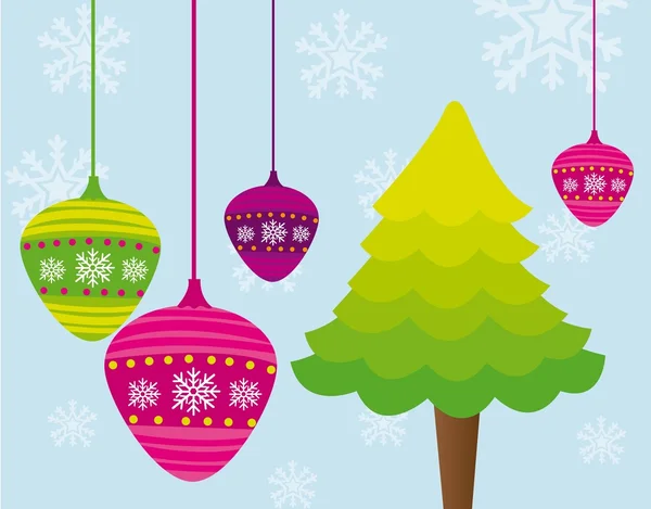 Drzewo i Boże Narodzenie bale — Wektor stockowy