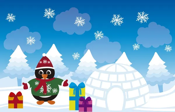 Pingwin Boże Narodzenie wektor — Wektor stockowy
