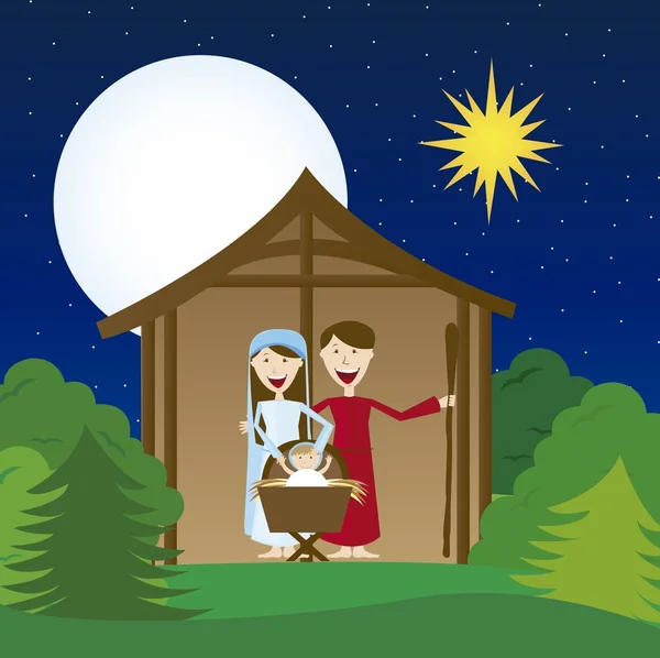 圣母玛利亚、 圣约瑟夫和耶稣 — 图库矢量图片