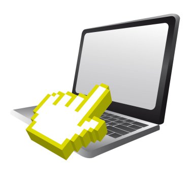 laptop with cursor hand clipart