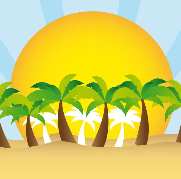 Palm boom en zon vector — Stockvector
