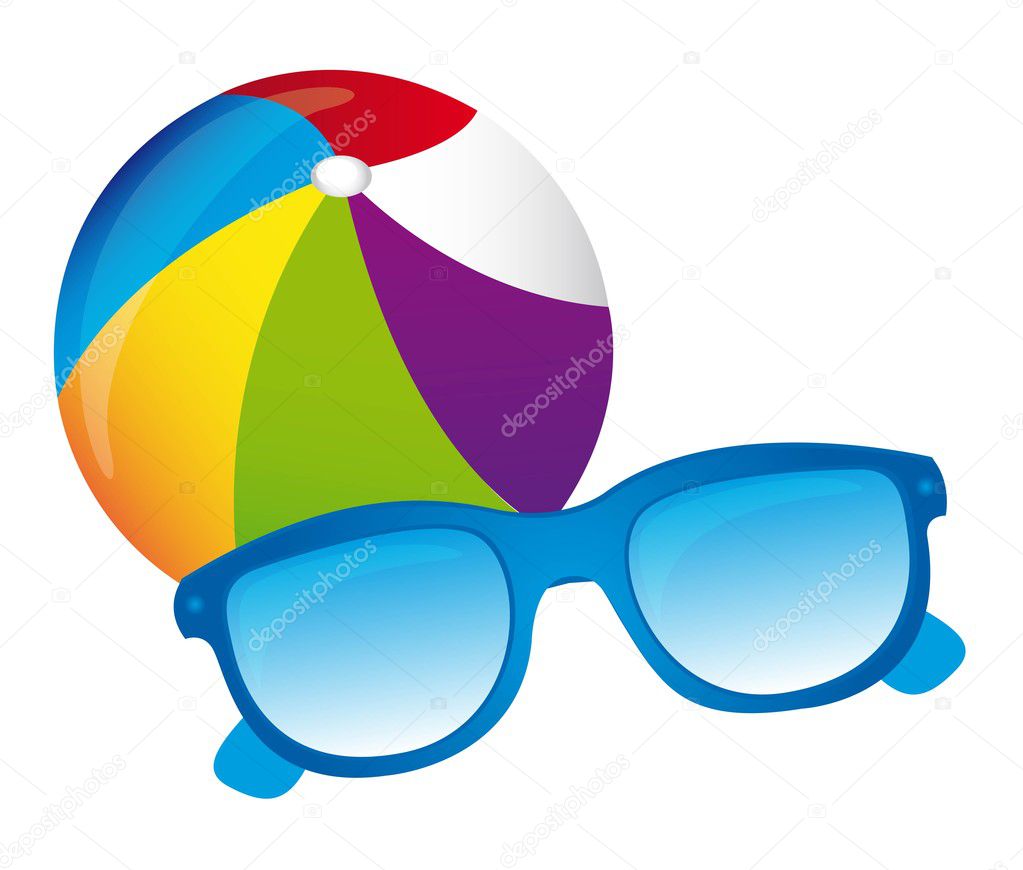 Beachball, sunglasses vector
