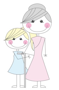 granddaughter and grandmother clipart