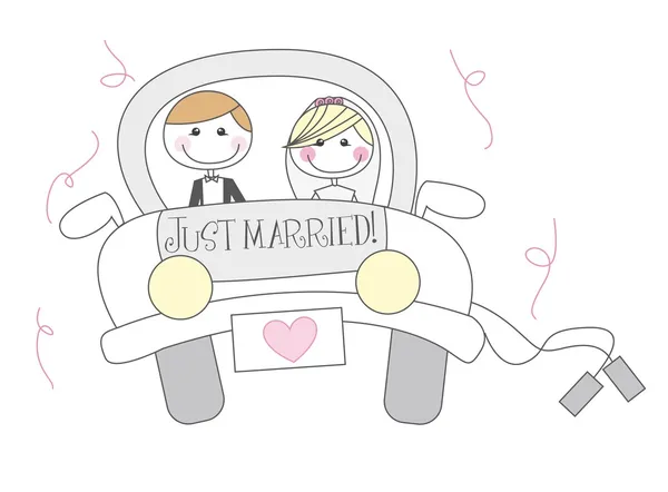 Just married cartoon — Stock Vector