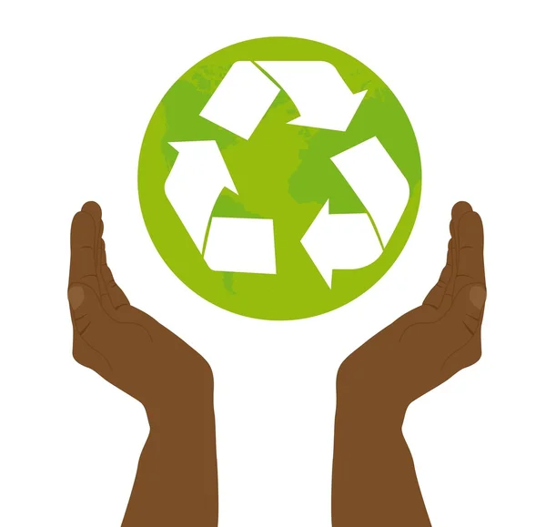 Panneau main et recyclage — Image vectorielle