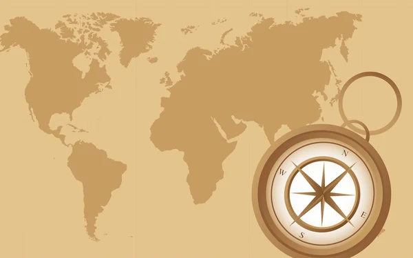 stock vector compass on old map