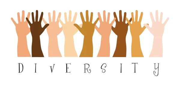 Diversiteit handen — Stockvector