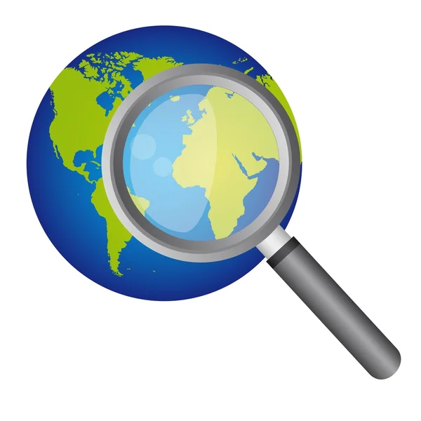 stock vector earth and magnifying glass