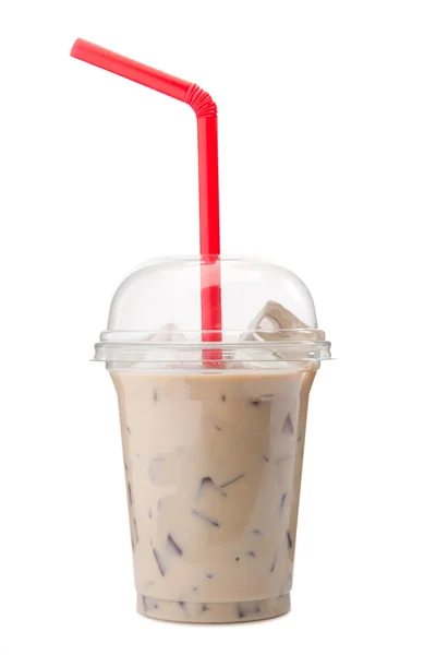 Bir bardak süt ile soğuk buzlu kahve. buz latte. — Stok fotoğraf