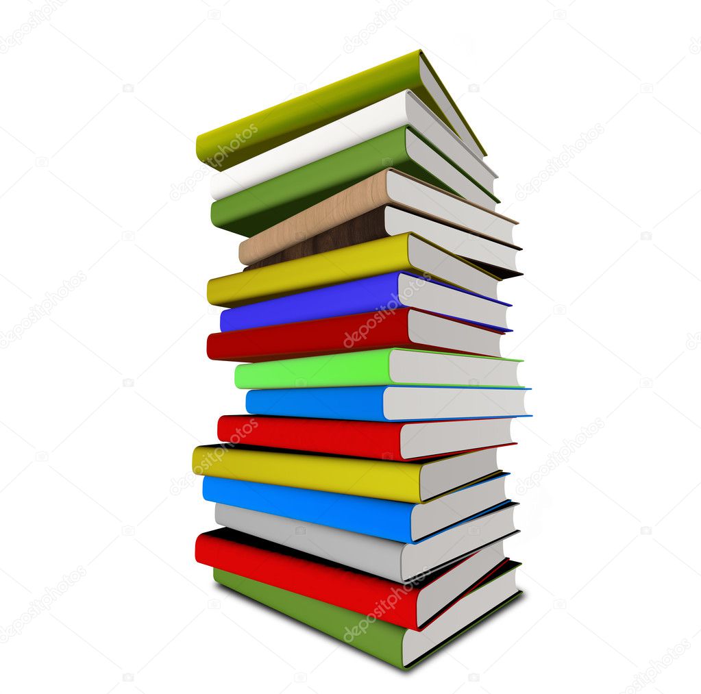 Colorful stack of books - 3d illustration/rendering
