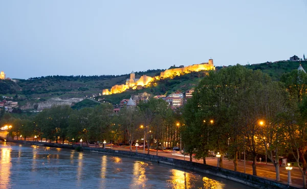 stock image Narikala at night, Tbilisi