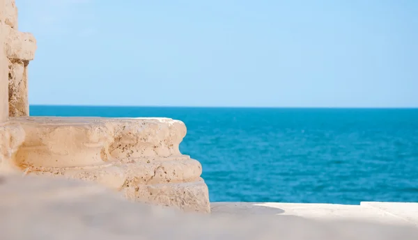 stock image Detail of old architecture and sea