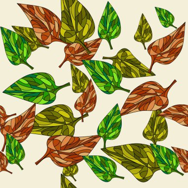 Seamless pattern with ethnic autumn leaf clipart