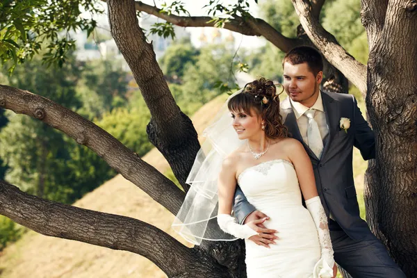 Glückliches und schönes Brautpaar — Stockfoto