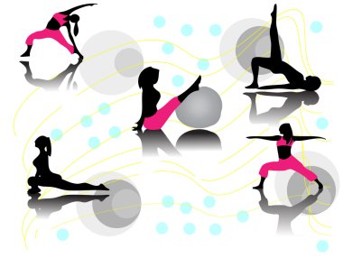 Pilates women silhouettes clipart