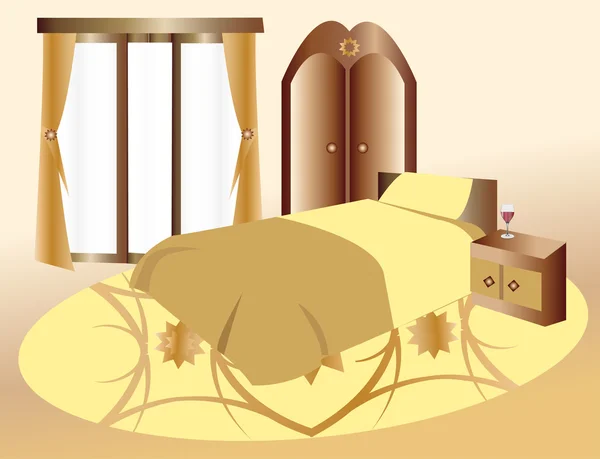 Camera da letto Beige — Vettoriale Stock