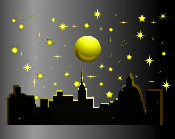 Staden på natten Royaltyfria illustrationer