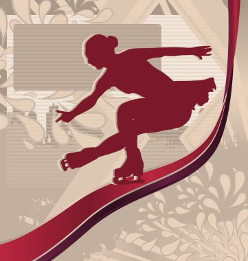 Winter Sports Designed Posters. Figure Skating Silhouette. clipart