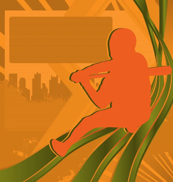 冬のスポーツのポスター設計されています。野球選手のシルエット. — ストックベクタ