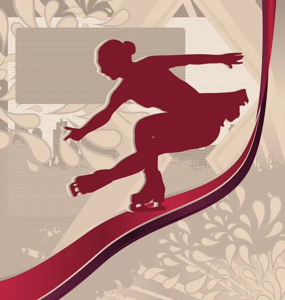 Sports d'hiver Affiches conçues. Silhouette de patinage artistique . — Image vectorielle