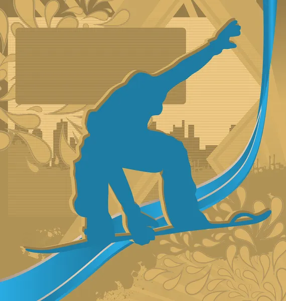 Плакаты по зимним видам спорта. Силуэт сноубордиста . — стоковый вектор