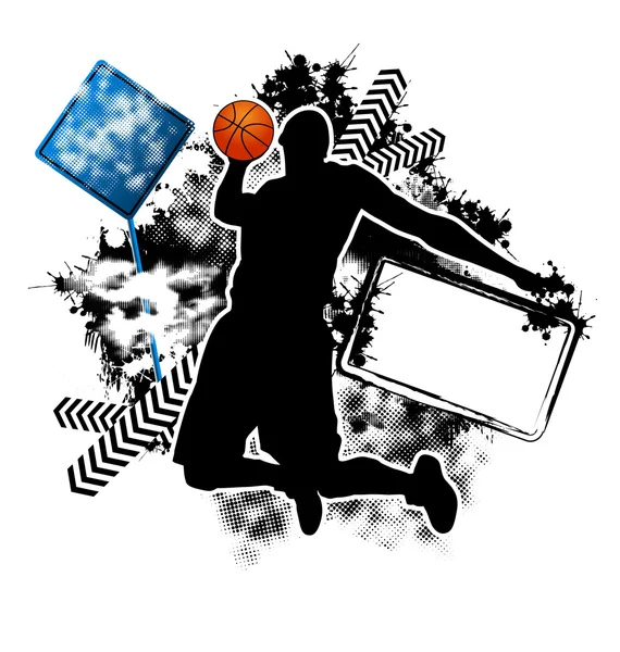 篮球 grunge 模板矢量 — 图库矢量图片