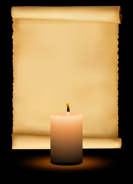Pergament und Kerze — Stockfoto