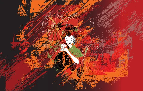 Geisha on abstract background — Stock Photo, Image