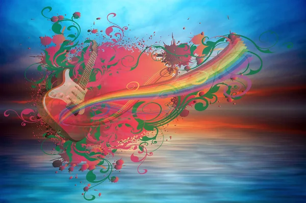 音楽虹と海 — ストック写真