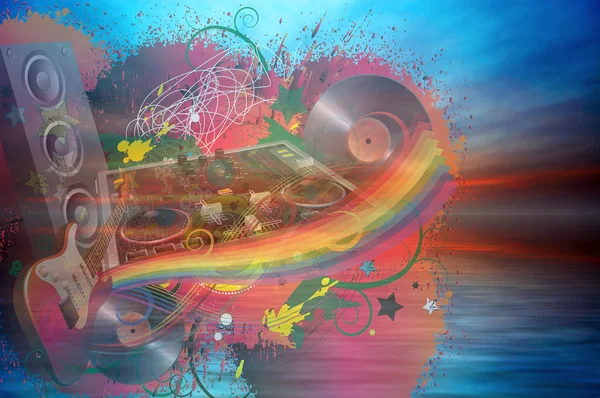 Musik Regenbogen und Ozean — Stockfoto