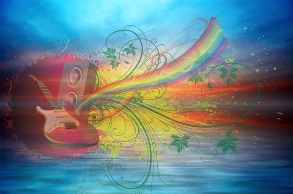 Music rainbow and ocean — Stock Photo, Image