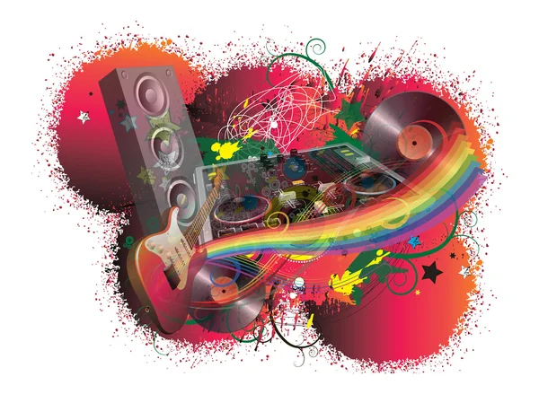 Muziek en regenboog — Stockfoto