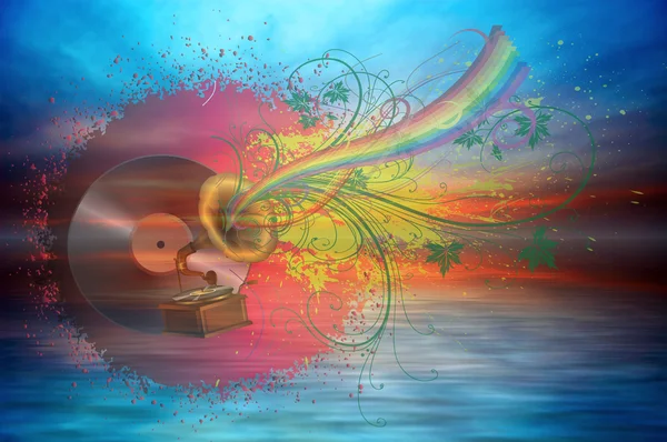 Music rainbow and ocean — Stock Photo, Image