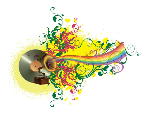 Music and rainbow — Stock Photo, Image