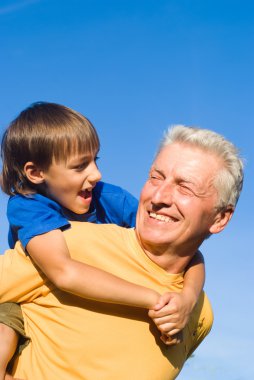 Boy with grandfather clipart