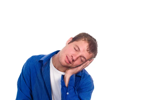 Niedlicher Mann schläft — Stockfoto