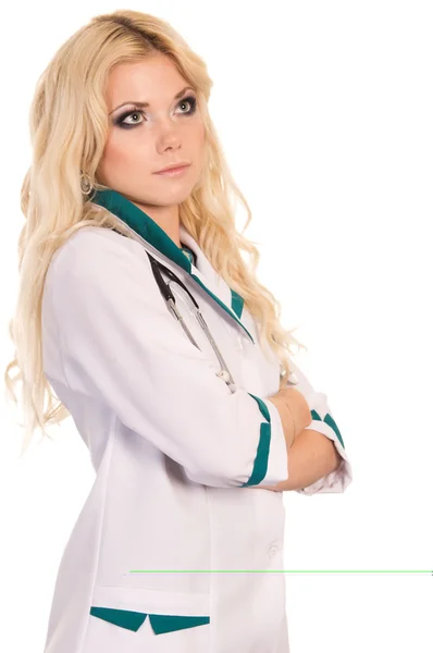 Niedliche Krankenschwester auf einem weißen — Stockfoto