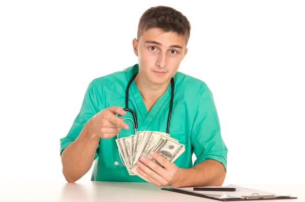 Orvos és készpénz — Stock Fotó