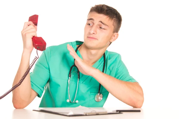 Doctor with telephone — Stock Photo, Image