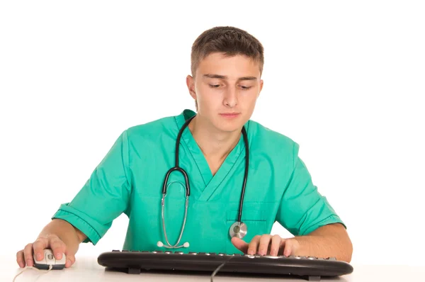 Nice doctor at computer — Stock Photo, Image