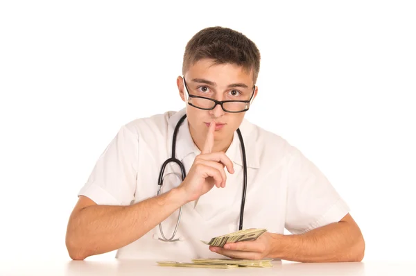 Schattig arts en geld — Stockfoto