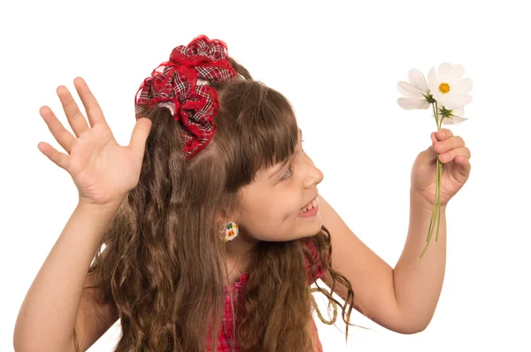 可爱的小女孩和鲜花 — 图库照片