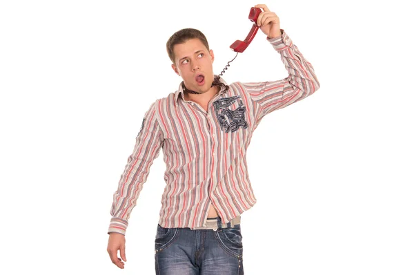 Guy with telephone — Stock Photo, Image