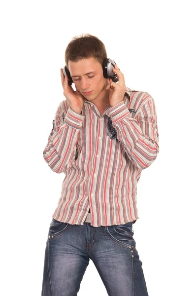 Νεαρός άνδρας με ακουστικά — Φωτογραφία Αρχείου