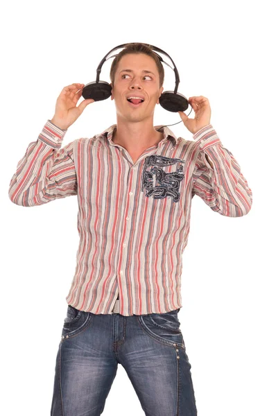 Άνθρωπος με ακουστικά — Φωτογραφία Αρχείου